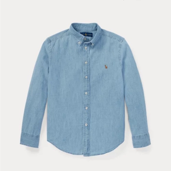 “Reserved” The Ralph Lauren Cotton Chambray Shirt Boys 8-20 - Picture 1 of 4